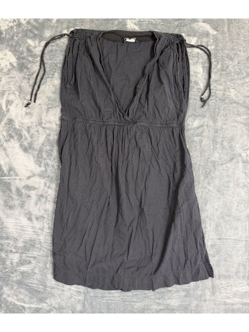 Lauren Ralph Lauren Black Sleeveless Drawstring V-Neck Cover up Dress Womens S